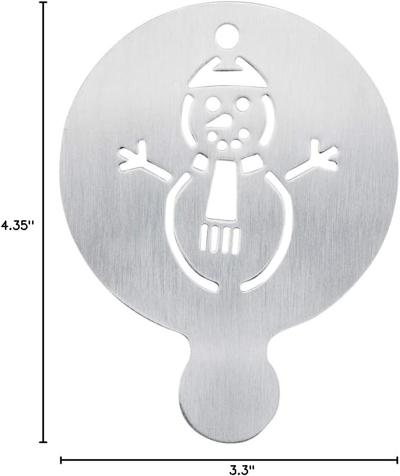 Restaurantware-Restpresso 4.35 Inch Latte Stencil, 1 Snowman Coffee Stencil - Winter Coffee Art Template, Decorate Cupcakes, Cakes, or Cookies, Stainless Steel Cappuccino Template, Heat-Resistant