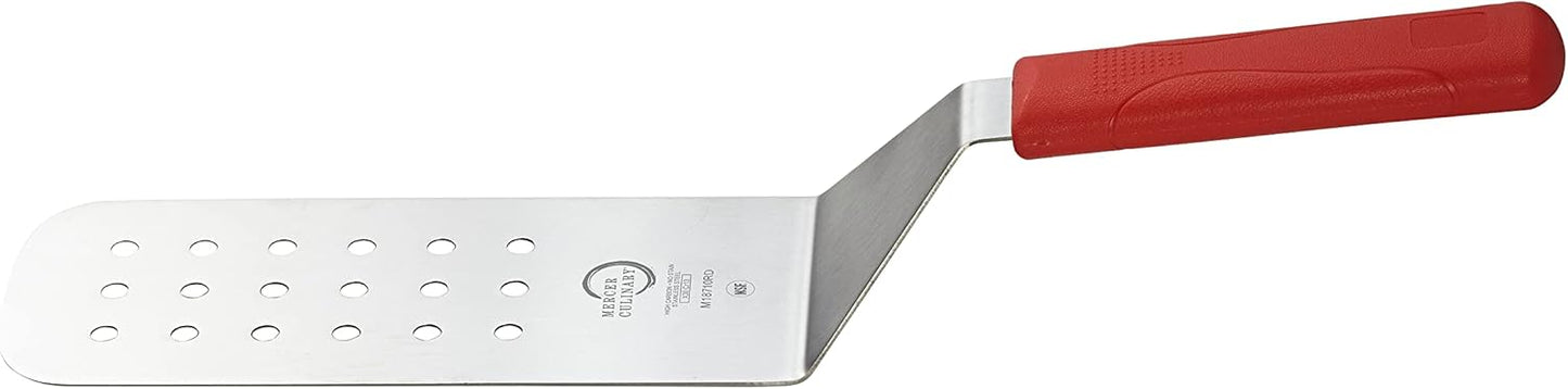 Mercer Culinary Millennia Perforated Turner, 8 Inch x 3 Inch Blade, Red Handle