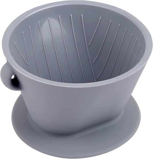 Segarty Silicone Coffee Dripper, Gray Single Cup Pour Over Coffee Maker with Storage Pouch, Size NO.2 Reusable Cone Drip Filter Holder Slow Brewer with 3 Holes for Travel, Camping, Backpacking