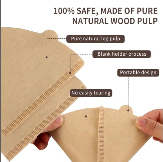 V60 Coffee Filters, 300 Count Size 02 Pour Over Coffee Filter, 1-4 Cups Disposable Cone Paper Coffee Filters 2， Compatible with Conical Shaped Dripper and Drip Coffee Maker，Natural