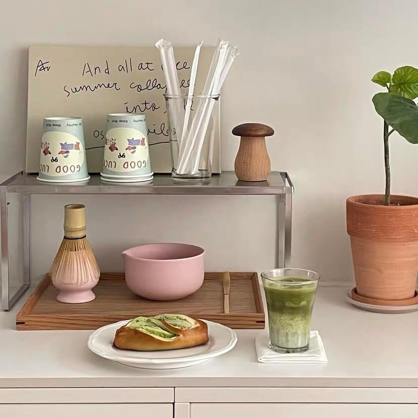 Matcha Kit - Premium Matcha Whisk Set with Traditional Bamboo Tools, Ideal Matcha Tea Set for Home (Matte Soft Pink)