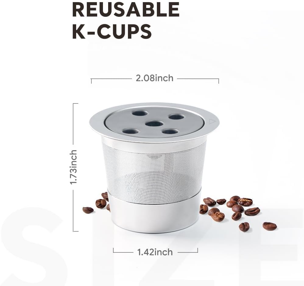 2 Pack Stainless Steel Reusable K Cups for K eurig Supreme & Supreme Plus, Five Hole Universal K-eurig Reusable Refillable coffee pod filter