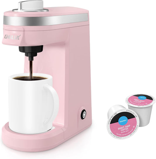 CHULUX Mini Coffee Maker for K Capsule, Single Serve Coffee Maker for One Cup Americano, Lightweight Pod Coffee Machine, Dusty Rose