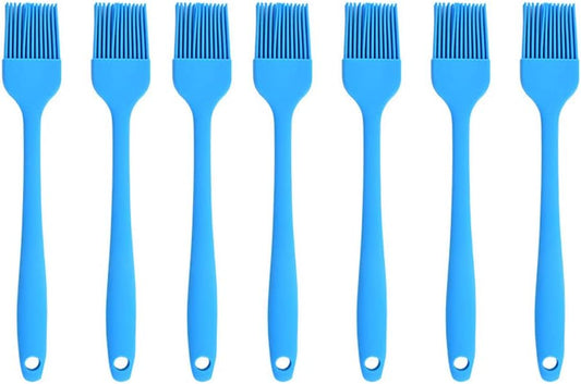 Silicone brush， BBQ/Pastry Basting Brushes,Silicone Cooking Grill Barbecue Baking Pastry Oil/Honey/Sauce Brush (7 PCS,blue)