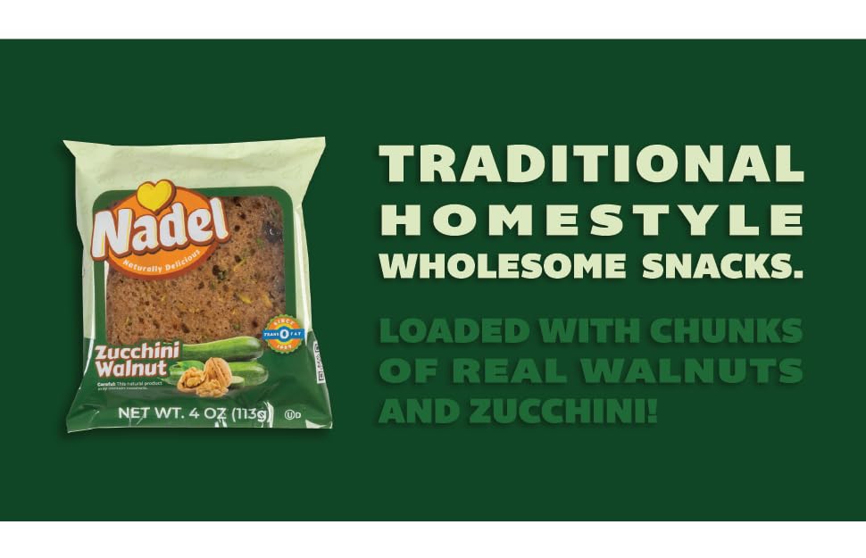 Nadel - NATURALLY DELICIOUS ZUCCHINI CAKE (16 Pack) Sweet Breads & Cakes Slices, Back to School lunch snack, breakfast bar