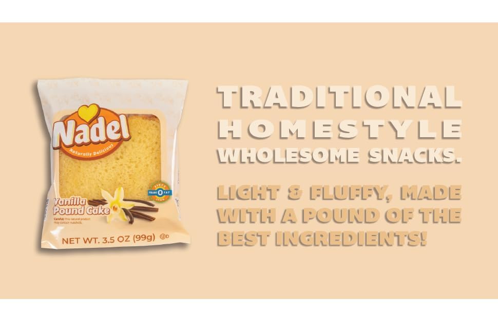 Nadel - Naturally Delicious Sweet Breads Variety Pack (Banana Chocolate Chip, Vanilla Pound Cake, Apple Spice, Pumpkin Spice). (4 Pack, 1 Bread Per Flavor)