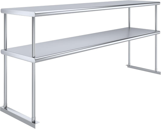 NSF Certified 18 Gauge Heavy Duty Stainless Steel Double overshelf with Brackets for Kitchens, Utility Rooms, Storage, Offices & Home