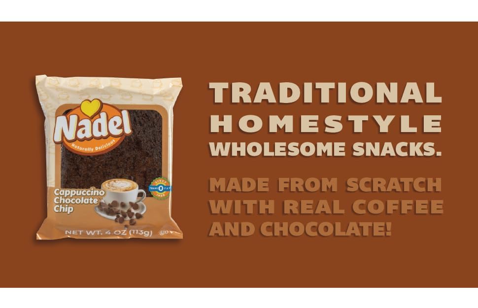 Nadel - Naturally Delicious Sweet Breads Variety Pack (Banana Walnut, Cappuccino Chocolate Chip, Carrot Walnut, Zucchini Walnut). (4 Pack, 1 Bread Per Flavor)