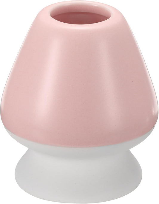 HARFINGTON Ceramic Chasen Stand 73mm Matcha Whisk Holder Teas Set Whisks Stand Traditional Matcha Tea Chasen Holder Tea Set Accessories for Tea Tasting, Pink White
