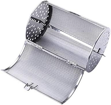 Falytemow Stainless Steel Rotisserie Grill Roaster Drum Oven Basket Oven Roast Baking Rotary for Peanut Dried Nut Coffee Beans BBQ (14 X 18cm)