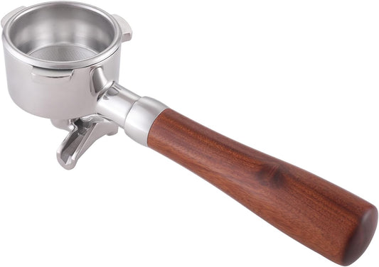 Double Spout Portafilter Compatible with Breville Barista Express Touch Bambino Infuser Duo Espresso Machine - 54mm Espresso Portafilter - Double Shot Filter Basket - Accessories - Wooden