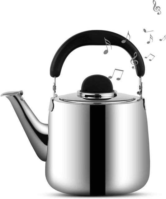 Tea Kettle,Whistling Tea kettle for Stove Top,2 QT Stainless Steel Teapot,Induction Tea Kettle Pot for Stovetop (1.9 L,Silver)