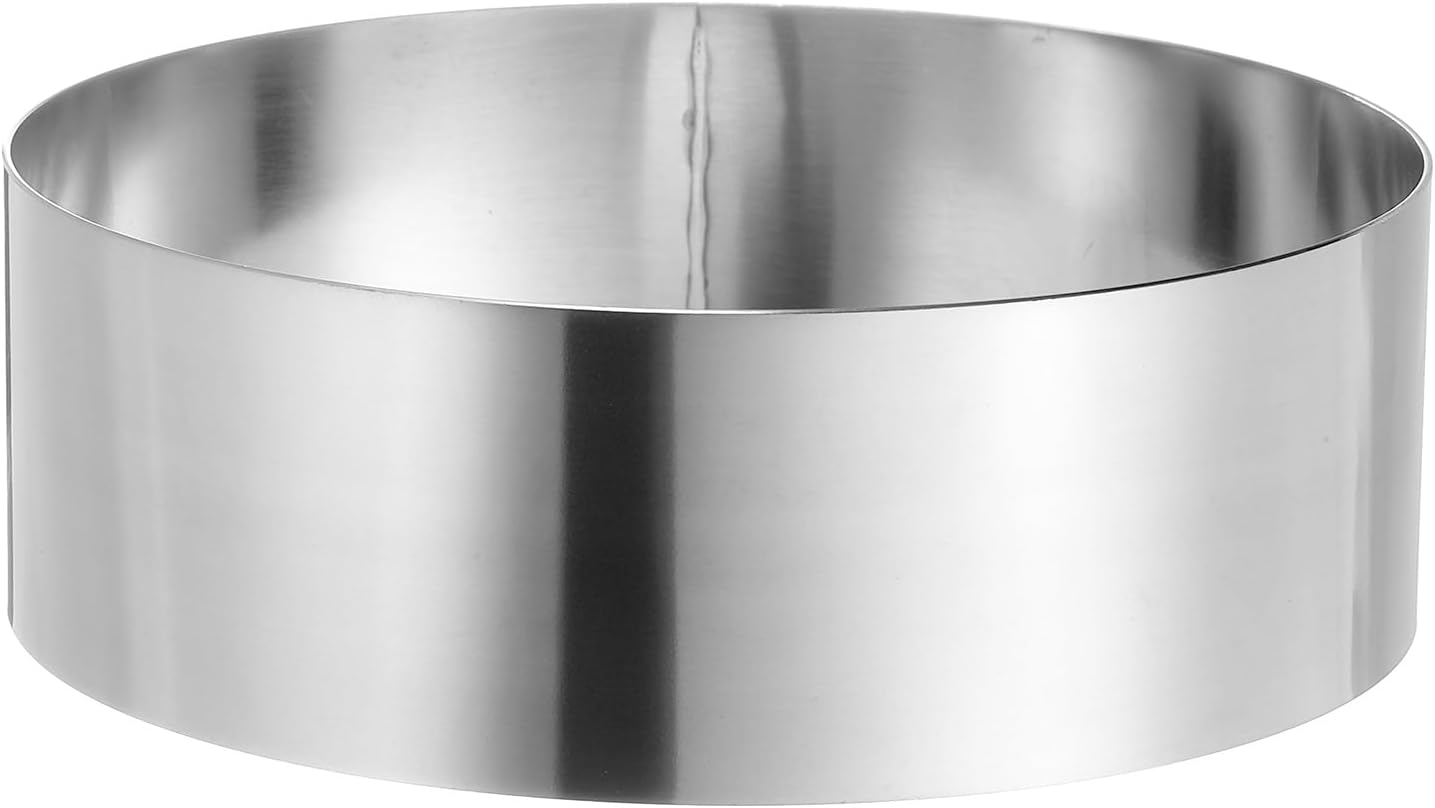 HARFINGTON Round Cake Ring 6 x 2 Inch Seamless Stainless Steel Pastry Mousse Dessert Ring Mirror Coating for Baking Cooking Making Tool