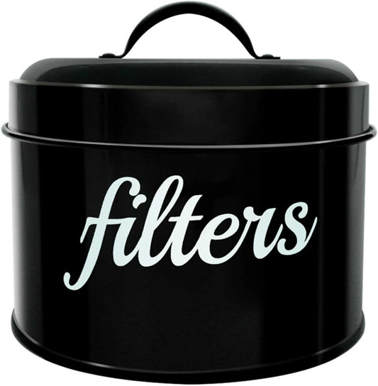 White Enamel Coffee Filter Holder with Lid - Rustic Farmhouse Distressed Coffee Bar Decor