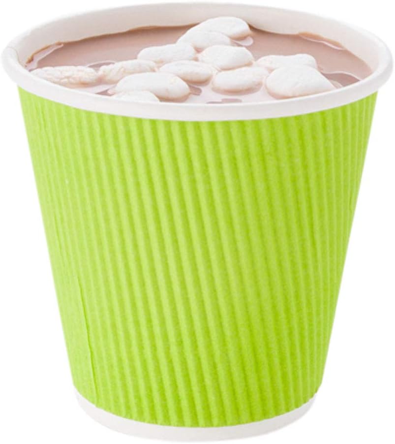 Restaurantware 8 Ounce Double Wall Disposable Coffee Cups, 25 Insulated Light Green Paper Cups with Ripple Wall Design, Lids Sold Separately, For Hot Beverages Like Tea, Hot Chocolate, & More