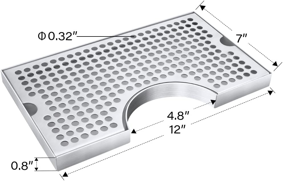 TMCRAFT Beer Drip Trays, Stainless Steel Kegerator Drip Tray with Non-Slip Rubber Pad, Highly Polished Surface Drip Tray for Restaurants, Kitchens, and Bars