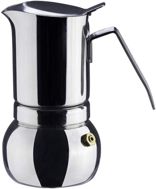 DÉBUT Stainless Steel Italian Espresso Coffee Maker Stovetop Moka Pot Greca Coffee Maker Latte Cappuccino Percolator, 8 Espresso Cup - 16.9 Oz