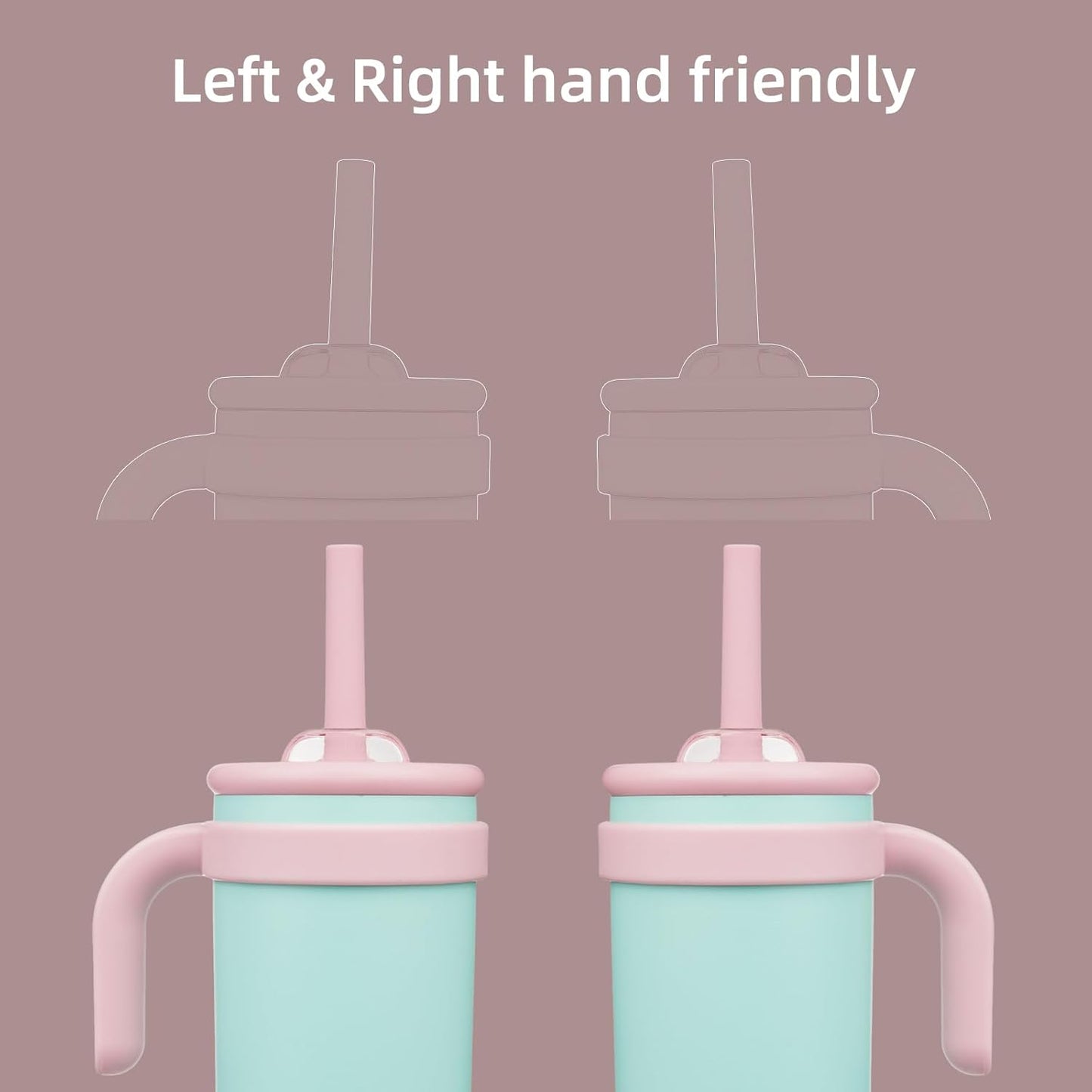 18 oz Tumbler with Side Handle, Insulated Water Bottle with Straw and 2 in 1 Lid, Stainless Steel Cup Travel Coffee Mug for Sports Office Gym,Guava