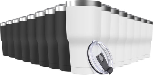 30oz Stainless Steel Travel Mug with Lid, 16 Pack Double Wall Vacuum Insulated Bulk Tumbler, Powder Coated Coffee Cup Suitable for Vehicle Cup Holders