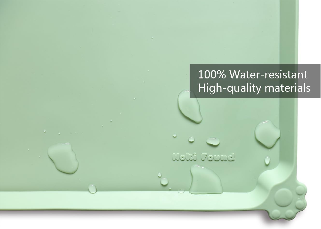 Hoki Found XX-Large Silicone Pet Food Mats Tray - Non Slip Pet Bowl Mats Placemat - Dog Cat Feeding Mat - Waterproof Dog Cat Food Mats -Pet Water Mats for Carpet - Jade