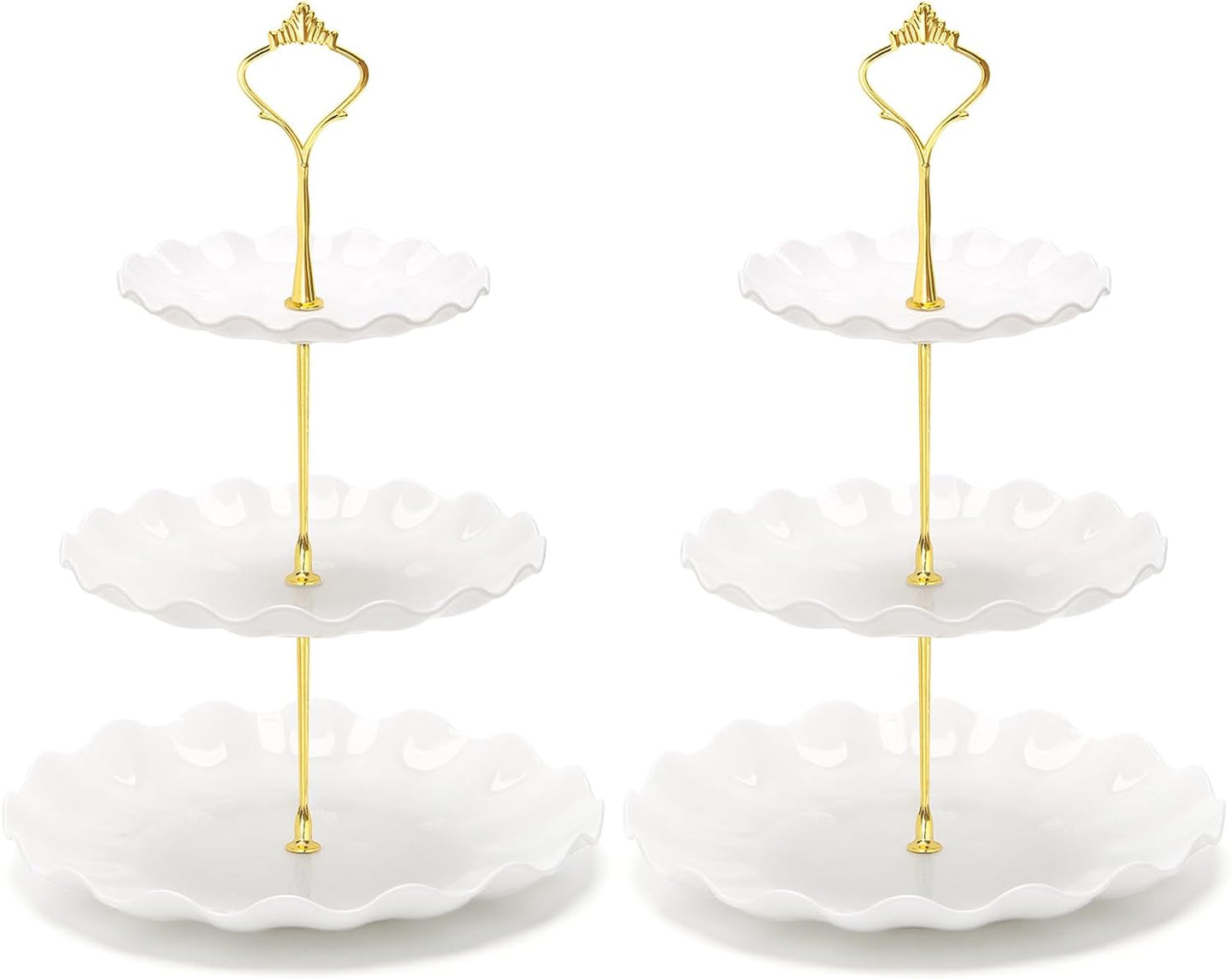 Coitak Plastic Cupcake Stands, 3 Tier Cupcake Stand, Dessert Tower Tray for Tea Party, Baby Shower and Wedding (2 Pack)