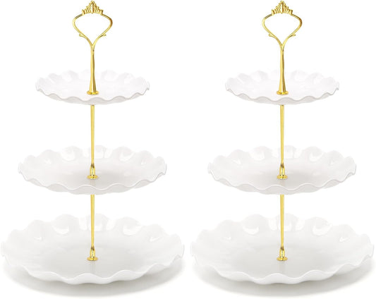 Coitak Plastic Cupcake Stands, 3 Tier Cupcake Stand, Dessert Tower Tray for Tea Party, Baby Shower and Wedding (2 Pack)