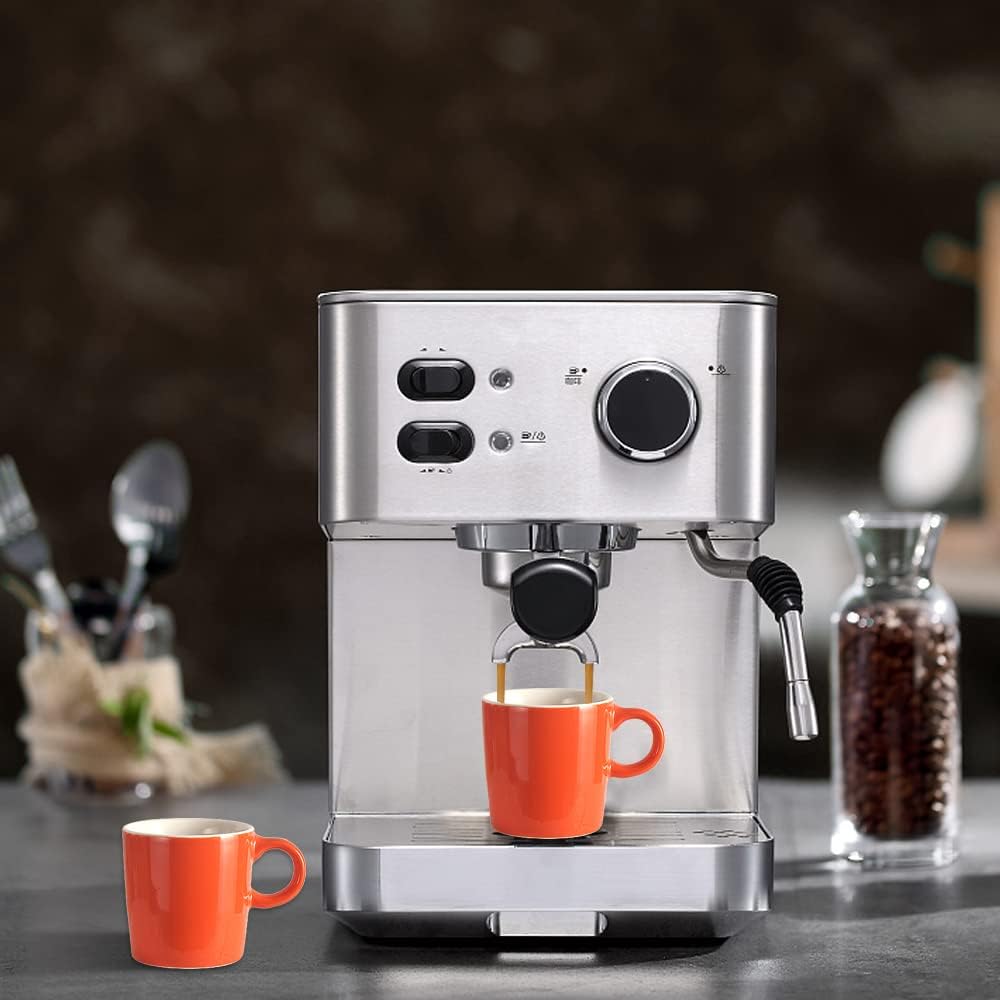 homEdge Mini Procelain Espresso Cup, 4 Ounces / 120 ml Tiny Ceramic Coffee Mugs Demitasse for Espresso, Tea- Set of 6, Orange