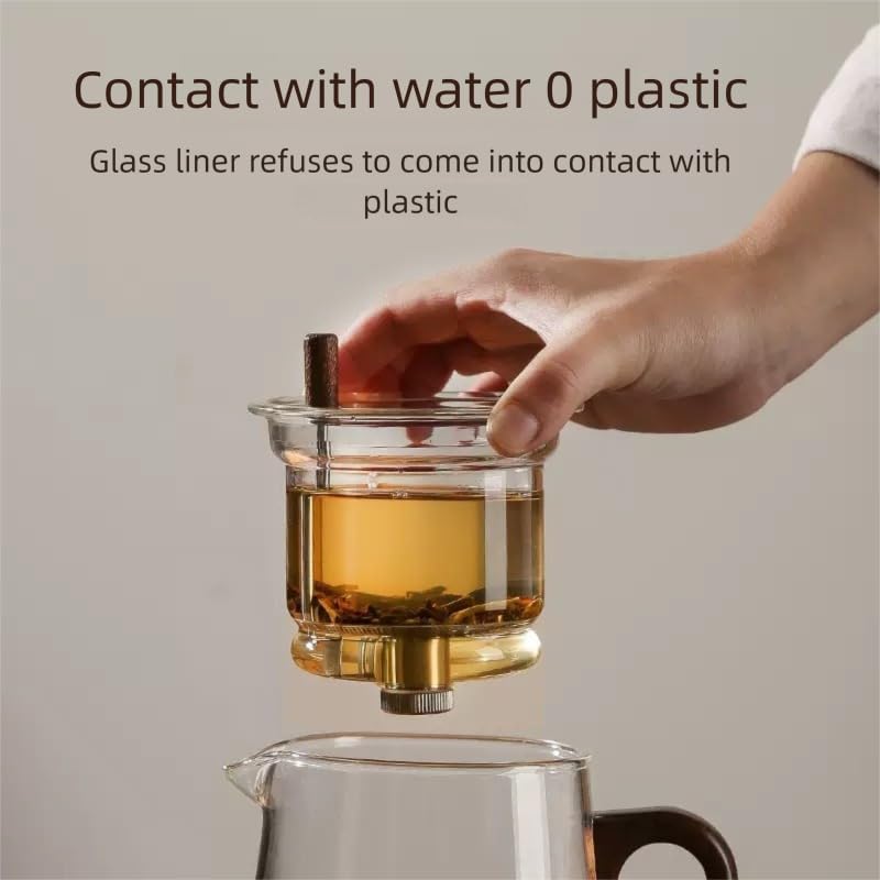 Glass Teapot with Removable Infuser, Loose Leaf Tea Brewing (7-shaped handle)