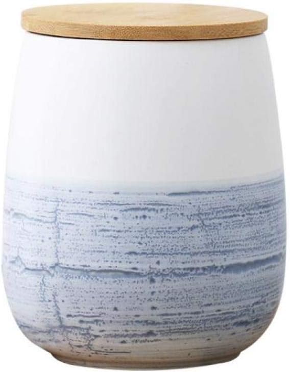 Food Storage Jar White Ceramic Food storage canister with Airtight Wooden Lid for serving Coffee, Tea, Sugar, Spice and More (1000ml)