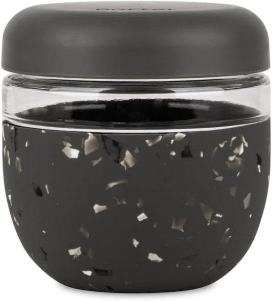 W&P Porter Seal Tight Glass Food Storage Container with Lid, Terrazzo Charcoal 24oz, Leak & Spill Proof Meal Prep Container, Microwave & Dishwasher Safe, Borosilicate Glass