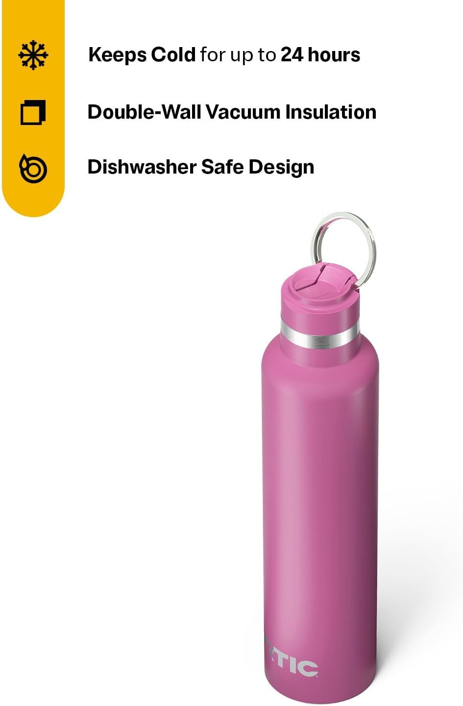 RTIC 26oz Journey Bottle Metal Stainless Steel Vacuum Insulated, BPA Free, Reusable, for Water, Hot and Cold Drinks, Travel, Sports, Camping, Orchid