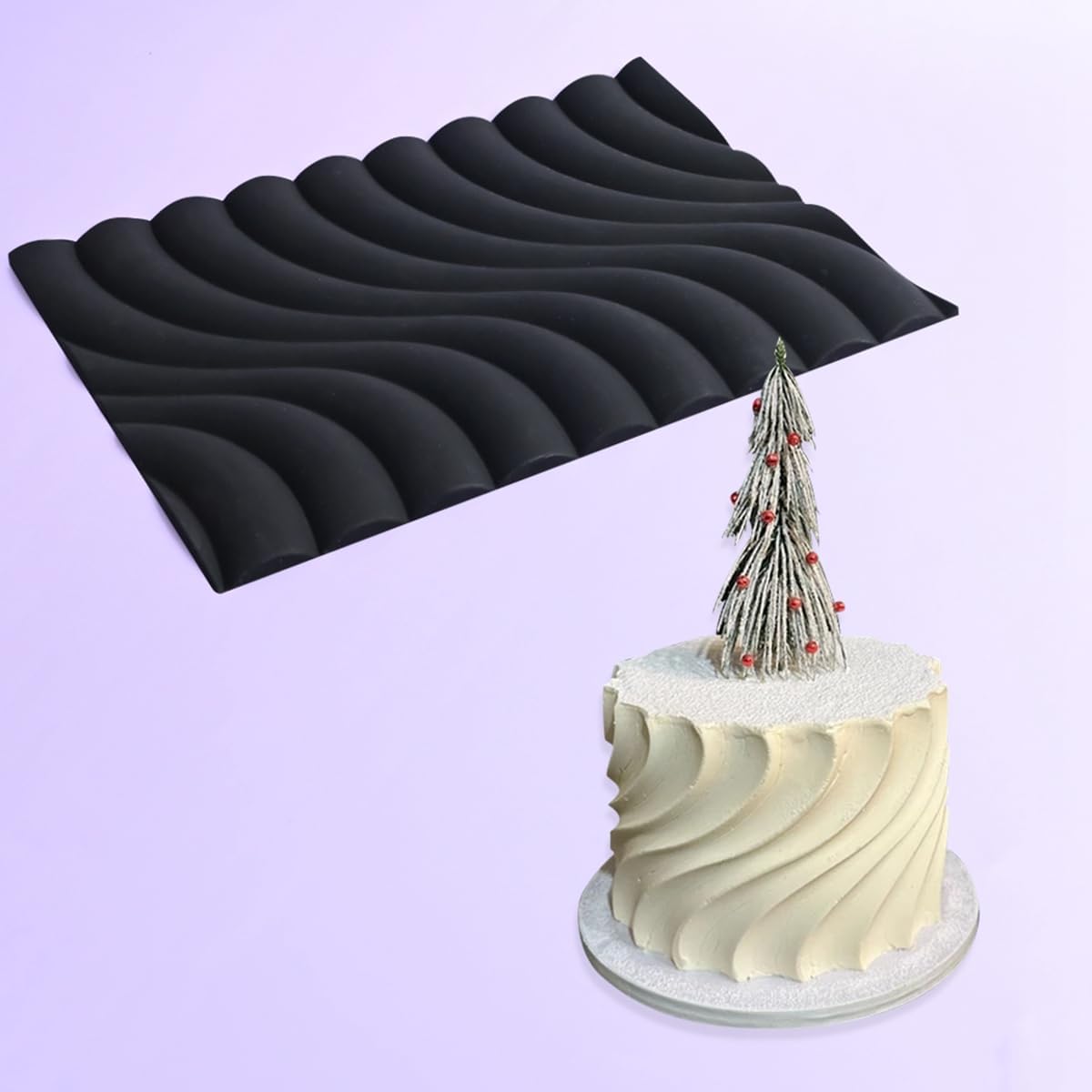 mostsom Fondant Silicone Mold for Cake Decoration Cake Border Downsand Pattern Impression Mat Fondant Embossing Stencil for DIY Cookies, Cupcakes, Chocolate, Flexible (F_Downsand)