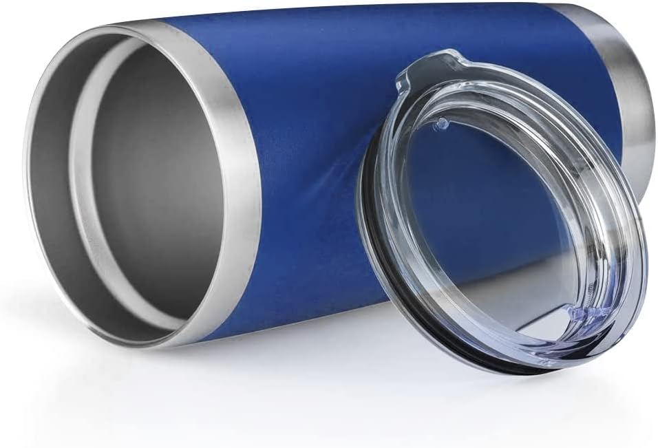 20oz Tumbler Stainless Steel Vacuum Insulated Mug with Lid, Double Wall Travel Mug, Durable Powder Coated Coffee Cup, Suitable for Ice Drinks and Hot Beverage (New Blue 1 pack)