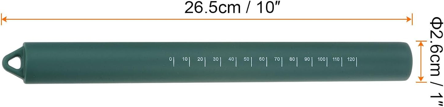 HARFINGTON Silicone Rolling Pin 10" Silicone Surface Non-Stick Stainless Steel Inner Core Dough Roller Kitchen Roller for Baking Pastry Pizza Fondant Bread, Dark Green