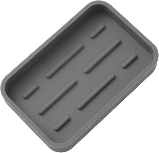 Silicone Kitchen Sink Organizer Tray for Multiple Usage,Easy Clean Sponges Holder for Kitchen Bathroom Counter or Sink,Dish Soap Dispenser,Scrubber,Bottle,Cup Grey 4.9”x 3.2”