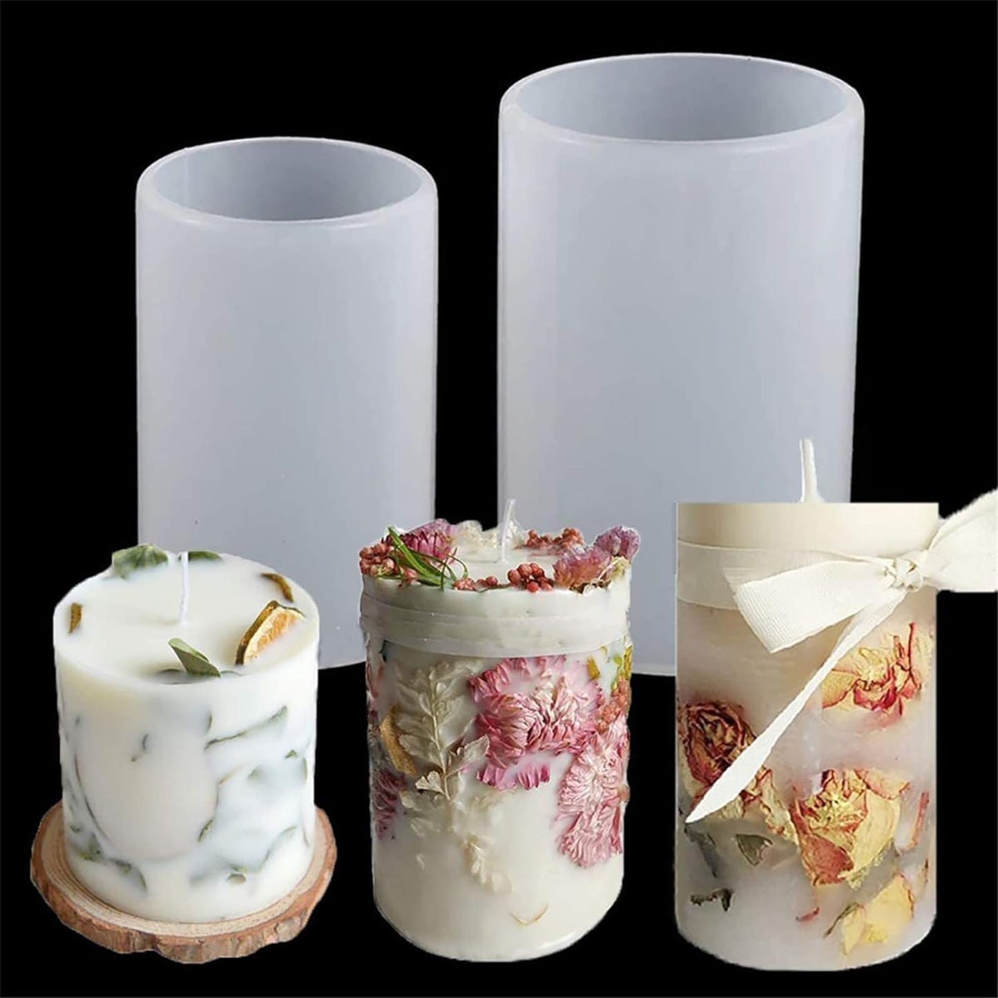 4 Pack Round Resin & Chocolate Silicone Mold - 3D Cylinder & Handmade Candle & Soap Mold