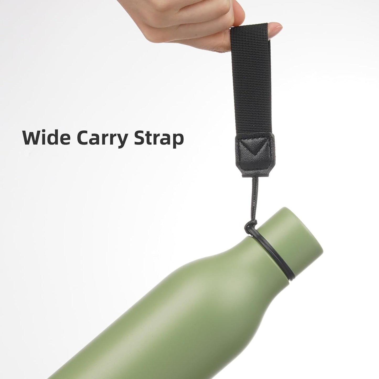 Insulated Water Bottle with Strap,18 oz Double Wall Stainless Steel Vacuum Bottles Metal Water Flask,Forest Green