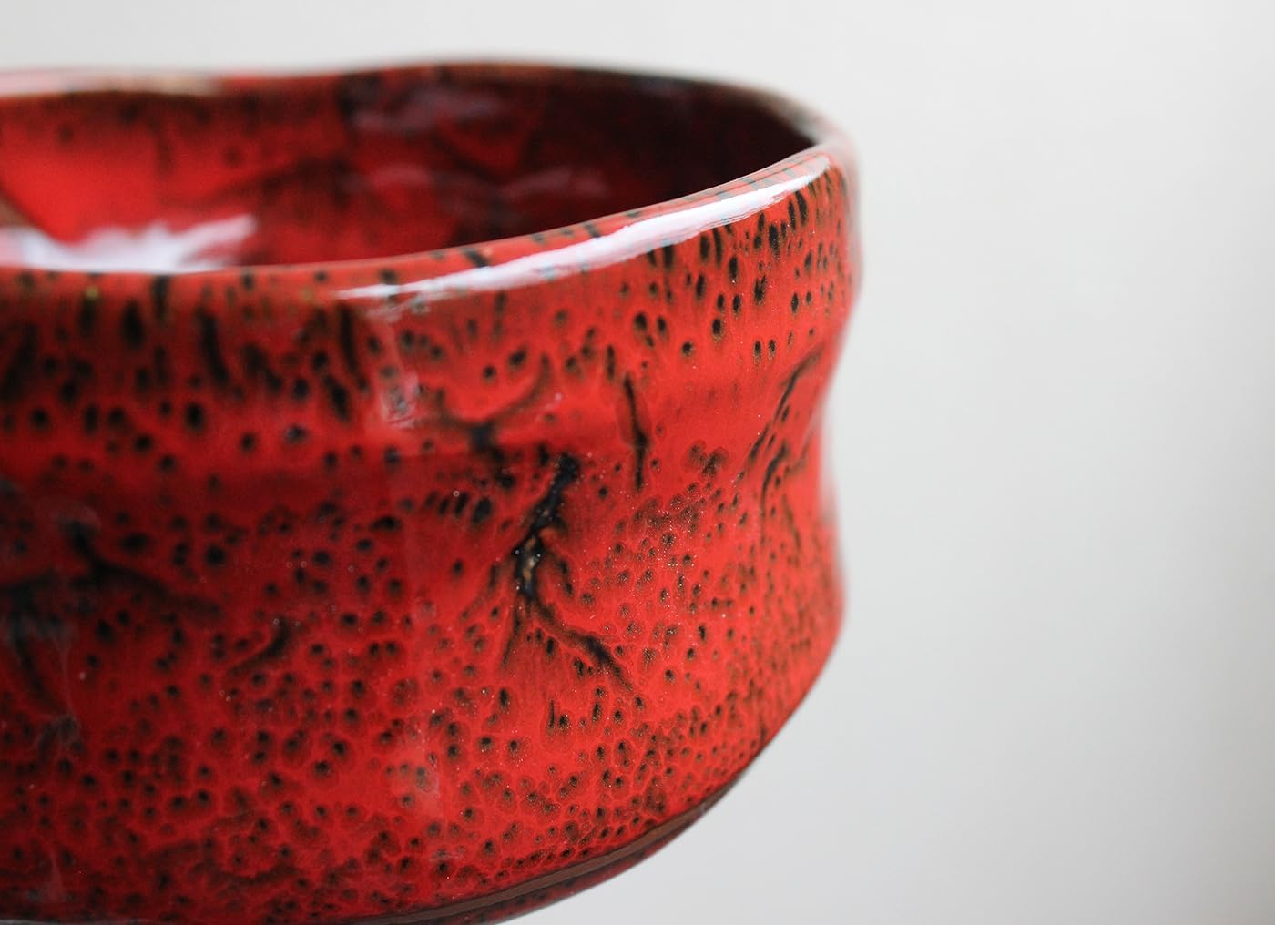 Japanese Traditional Handcrafted Matcha Chawan Tea Bowl Cup Ceremony Tableware Pottery (Tenmoku Beninagare)