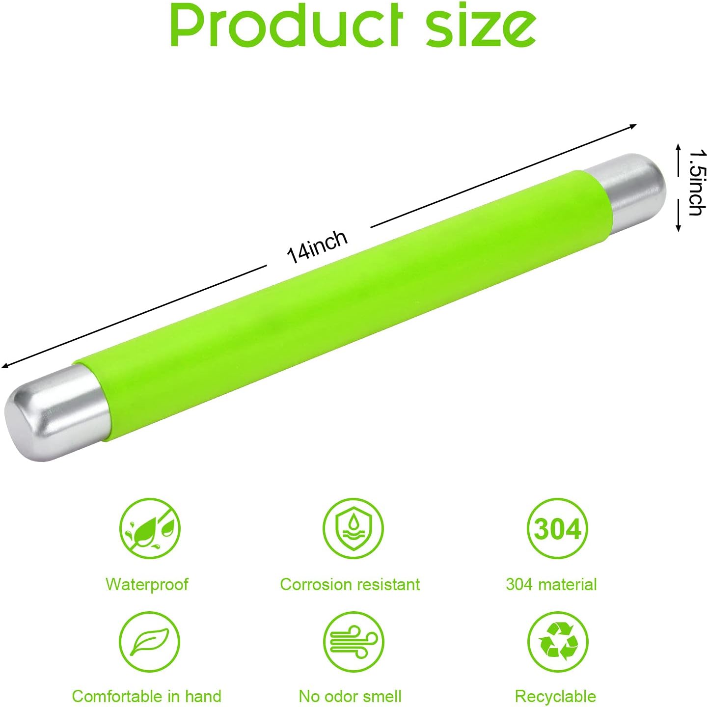 Rolling Pin Dough Roller for Baking with Thickened Non Stick Silicone Metal Handle Rolling Pin Stainless steel Fondant Roller Pin Cookie Pastry Kitchen Accessories 13.8 X 1.5 Inches