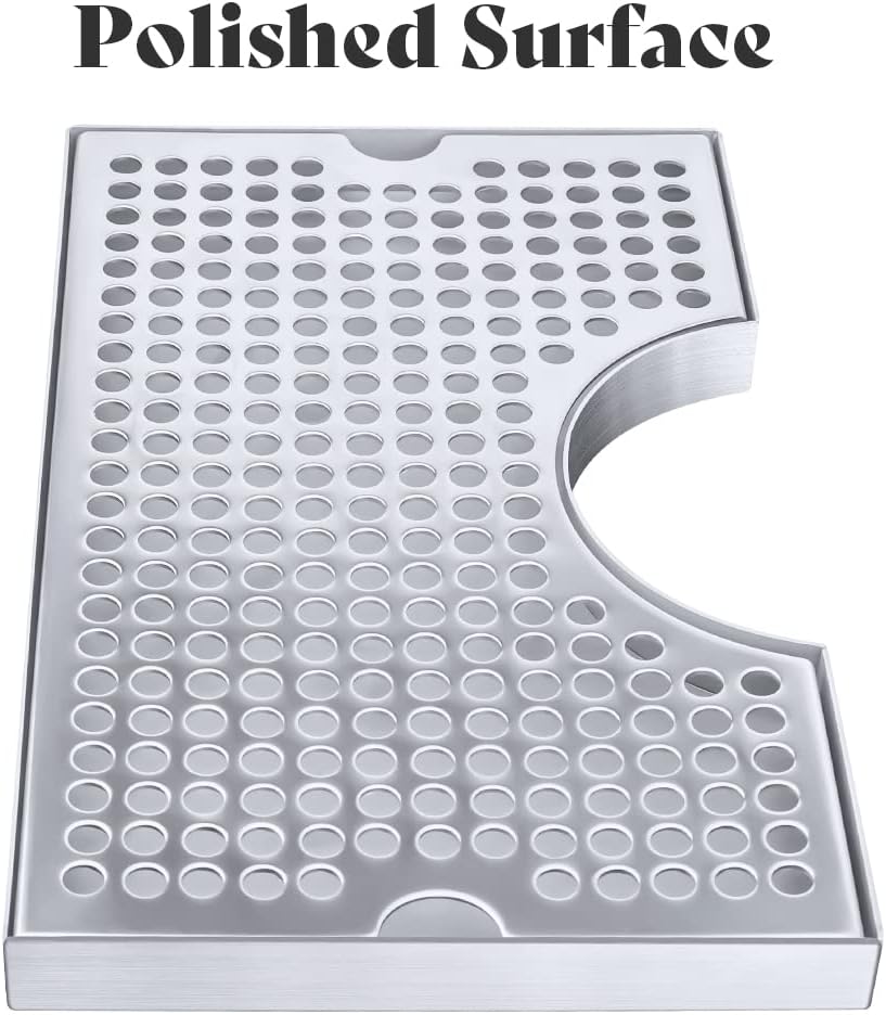 TMCRAFT Beer Drip Trays, Stainless Steel Kegerator Drip Tray with Non-Slip Rubber Pad, Highly Polished Surface Drip Tray for Restaurants, Kitchens, and Bars