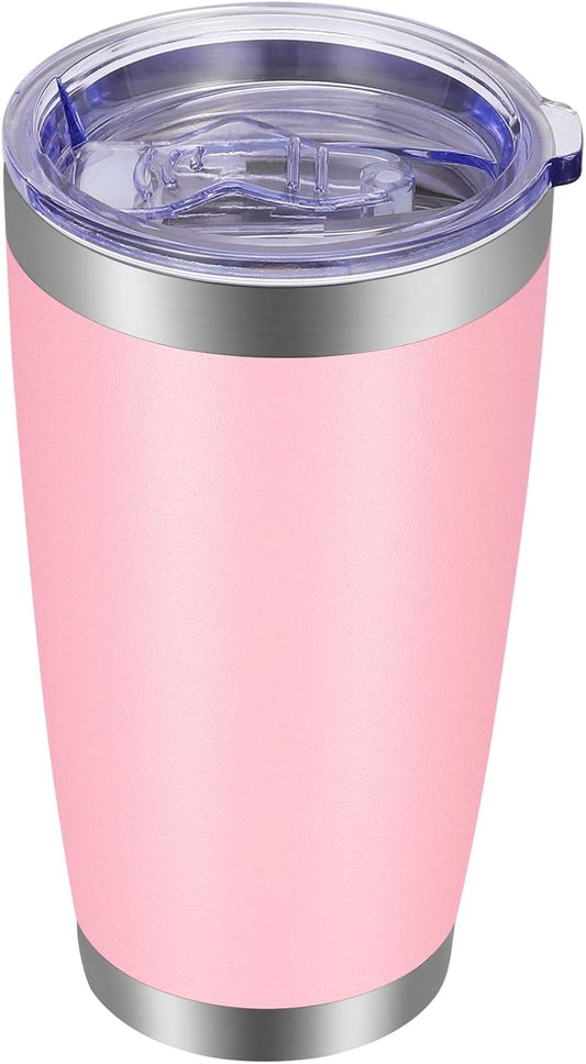 VEGOND 20oz Tumbler with Lid and Straw Stainless Steel Tumbler Cup Vacuum Insulated Double Wall Travel Coffee Mug Powder Coated Coffee Cup(Pink 1 Pack)