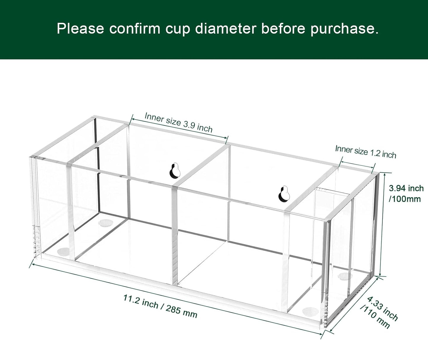 Double Cup Holder with Marker Slot, Party Cup Dispenser Acrylic Cup Organizer Mark Your Cup and Drink Up Caddy Modern Bar Counter Decor, Clear