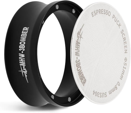 MHW-3BOMBER 51mm Espresso Dosing Funnel & Puck Screen Set, Magnetic Dosing Rring & Reusable Filter kit Compatible with 51mm Bottomless Portafilter, Coffee Dosing Ring with Eppresso Puck DR7015-OS