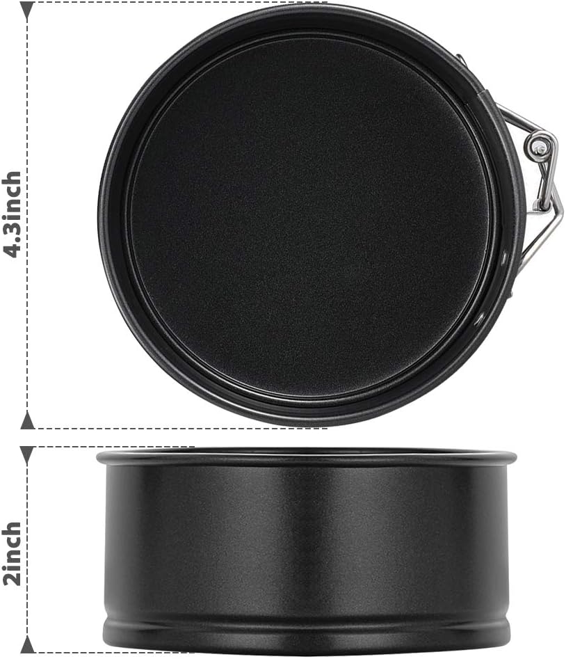 Springform Pan Set, 4-Inch Mini Cake Pan 4 Pack with 50 Pcs Parchment Paper Liners, Nonstick Leakproof for Mini Cheesecakes, Pizzas and Quiches