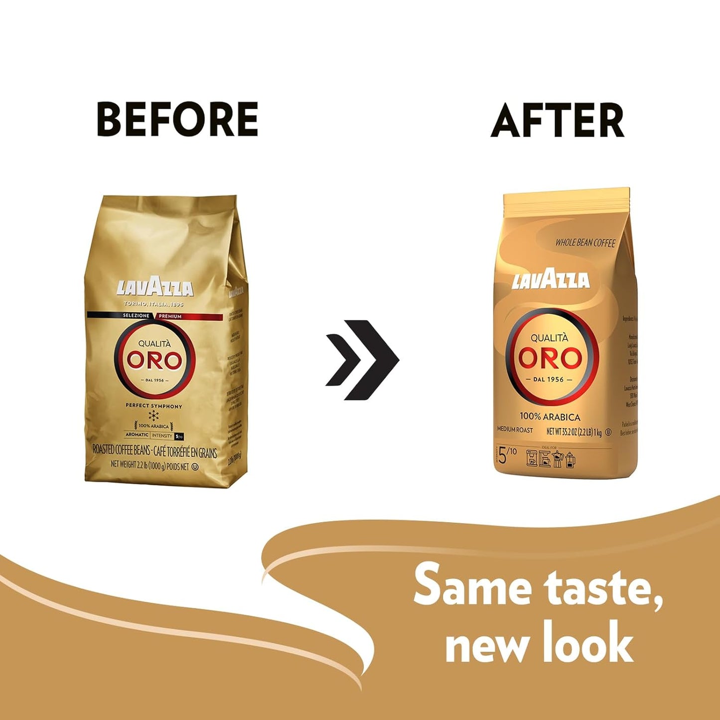 Lavazza QualitÃ Oro Whole Bean Blend, Medium Roast, 2.2 Pound (Pack of 1) ,100% Arabica, Central America & African highland origins, Fruity & Aromatic