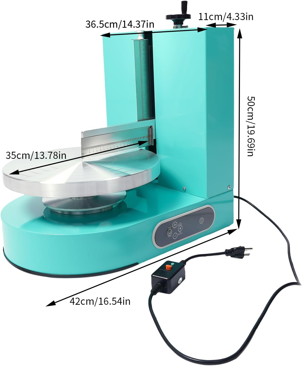 Cake Decorating Machine, 200W Electric Cake Cream Spreading Coating Machine with Adjustable Scraper, Turntable Cake Frosting Smoother, for 4-12in Cake, 60-320RPM (Green)