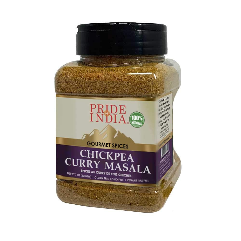 Pride of India - Chickpea Curry Masala Seasoning Spice – Authentic Indian Taste – Spice Blend for Curry Dishes – Gourmet & Flavorful Mix – 7 oz. Medium Dual Sifter Jar