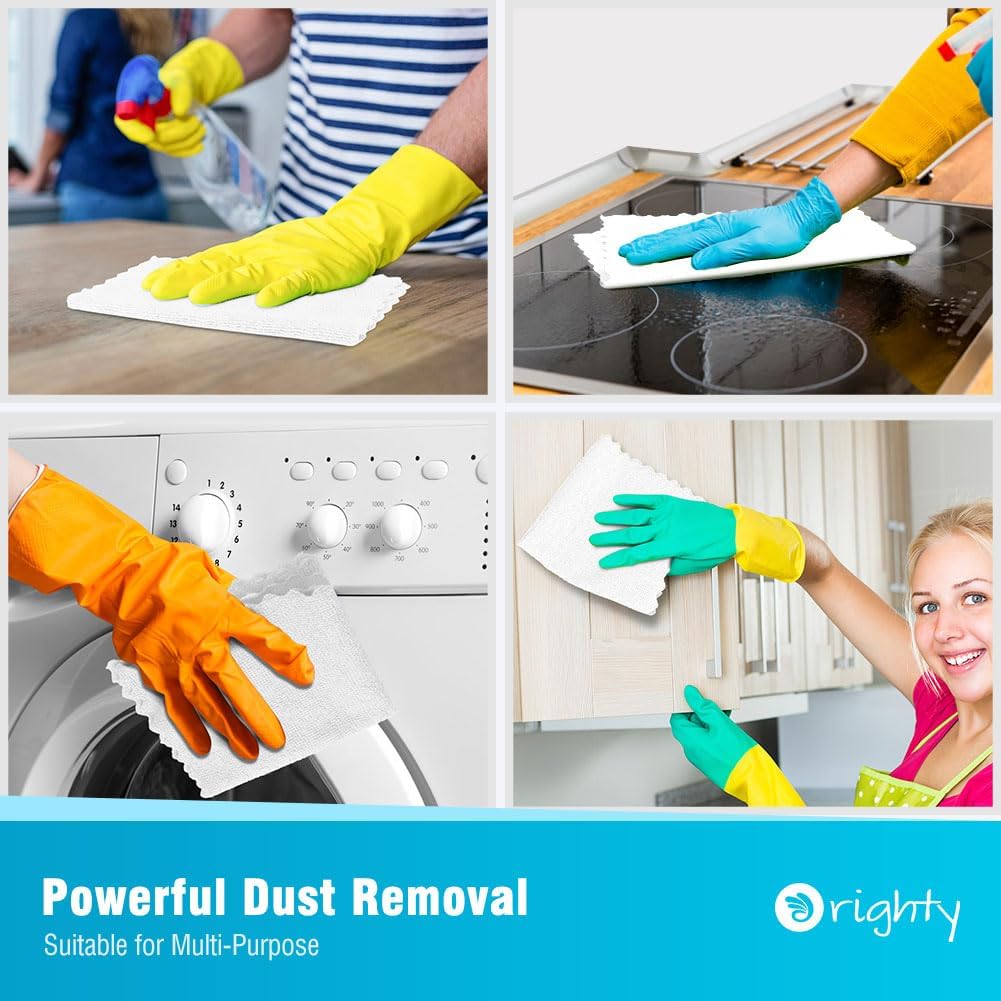 Orighty Cleaning Cloths Bulk, 200 Pack Shop Rags Reusable, Multi-Purpose Shop Towels for Cars, Microfiber Cleaning Rags for Automotive, Mechanic, Kitchen, Lint Free Towels 11.5’’ x 11.5’’, White