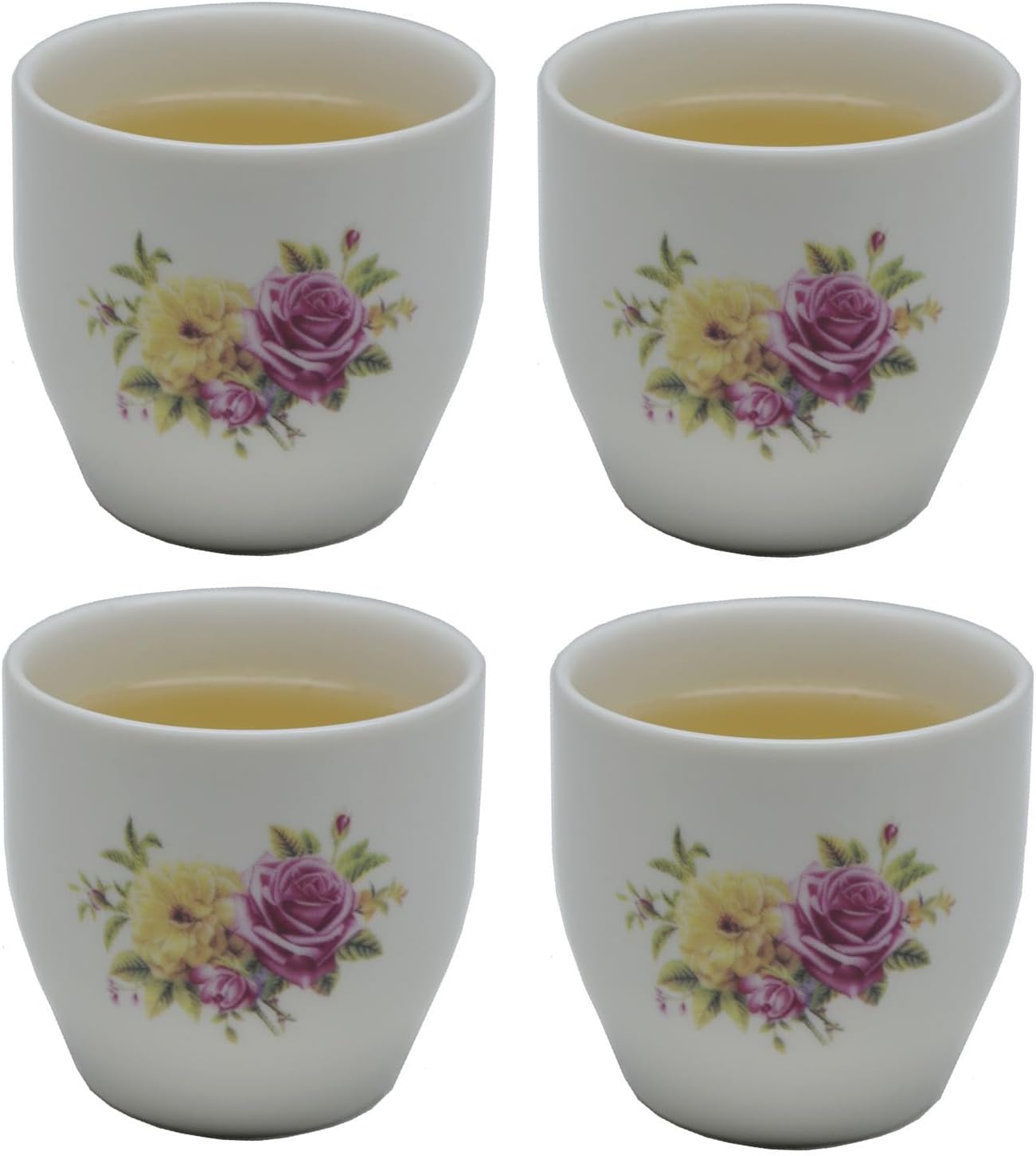 Liang baobao Porcelain Teacup, 5oz Cups Painted Flowers Coffee Tea Water Pot Ceramic Kettle Tea pot Accessories (cup*4)