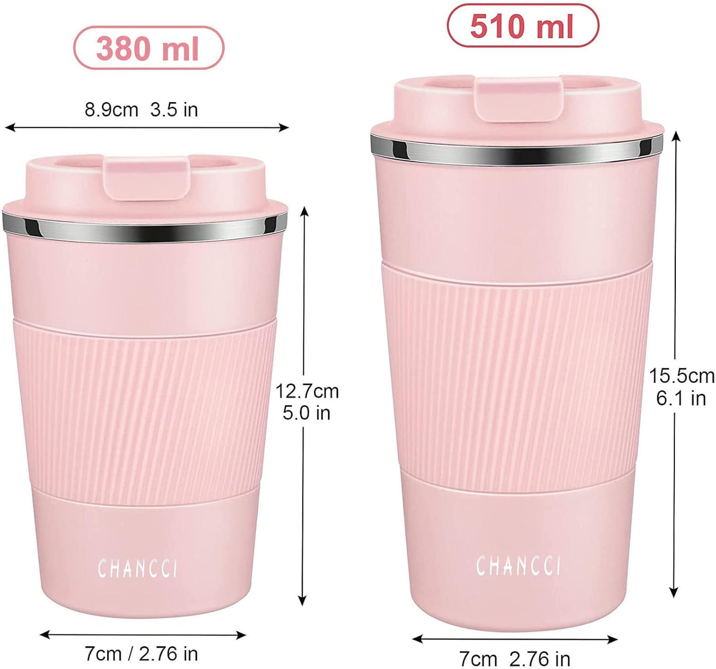 Travel Coffee Mug Spill Proof Leakproof 12 oz Insulated Coffee Mug with Screw Lid, Stainless Steel Vacuum Tumbler Reusable Thermal Coffee Cup to go for Hot and Cold Drinks -380ml, Pink